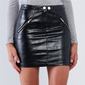 Black Faux Leather Mini Skirt